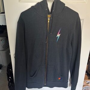 Gray Hoodie with Colorful Lightning Bolt